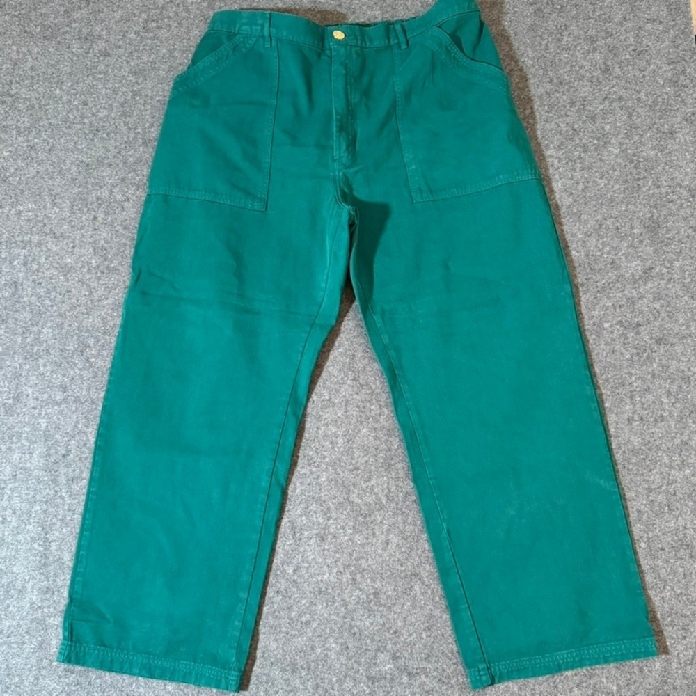 Big Bud Press Work Pants Emerald Green Cotton Canvas Straight Leg XL Made in LA